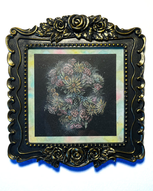 Botanical Skull - Framed Original Artwork